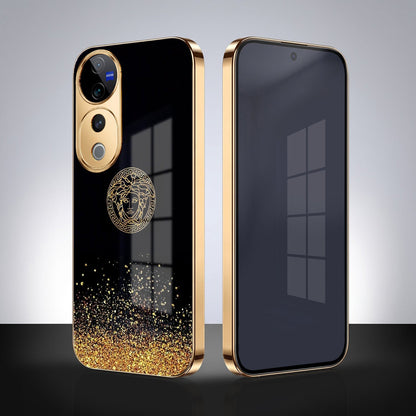Vivo V40 Pro 5G Medusa Head Gold Electroplated Glass Phone Back Case