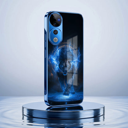 Vivo V40 Pro 5G Thunder Titan Lion Blue Electroplated Glass Phone Back Case