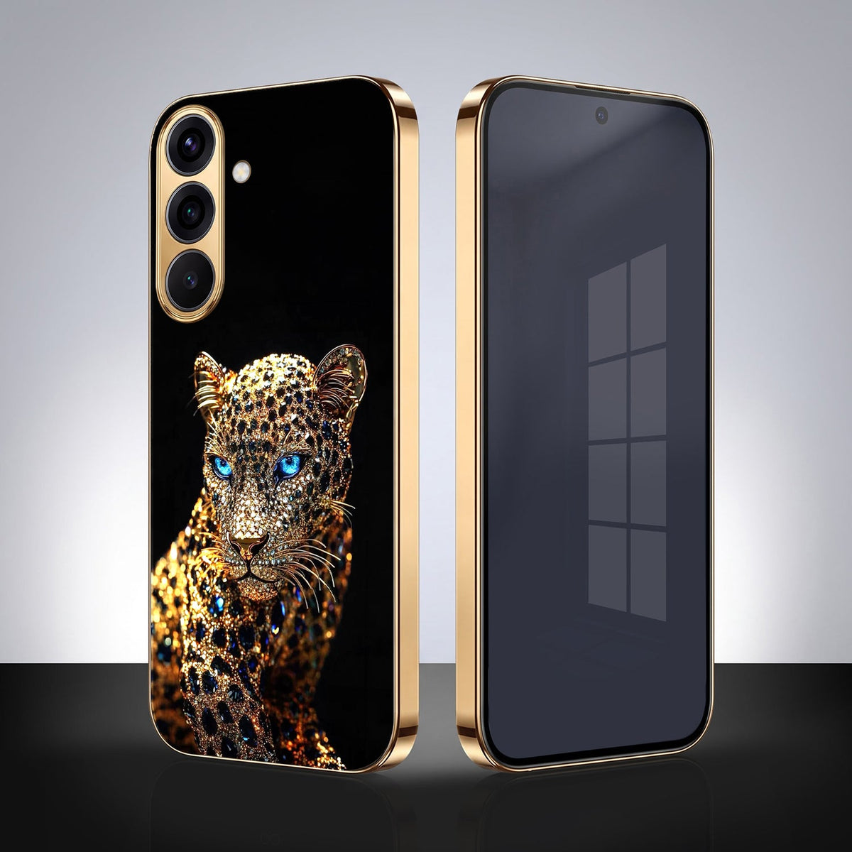 Samsung Galaxy A56 5G Panther Gold Electroplated Glass Phone Back Case