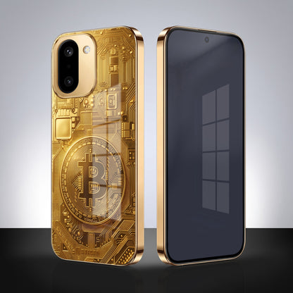 OnePlus 15R 5G Bitcoin Gold Electroplated Glass Phone Back Case