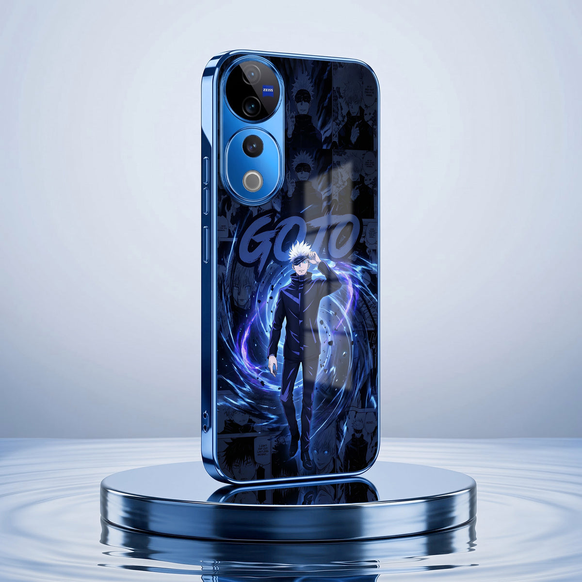 Vivo V40 Pro 5G Jujutsu Kaisen Blue Electroplated Glass Phone Back Case