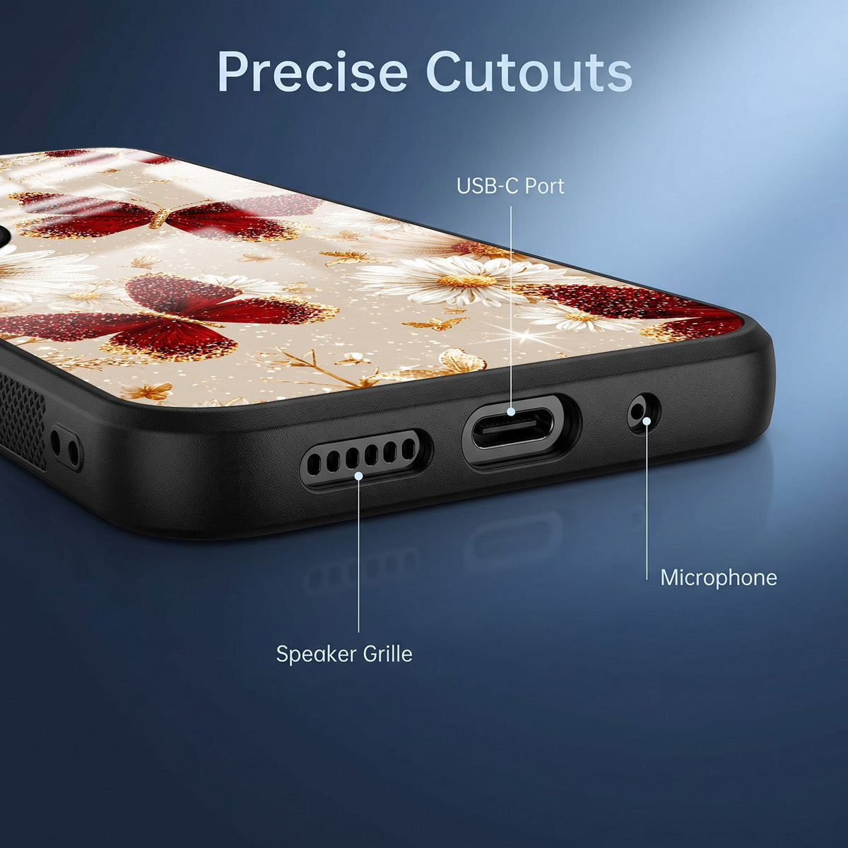 Vivo V50 5G Butterfly Floral Acrylic Glass Back Case