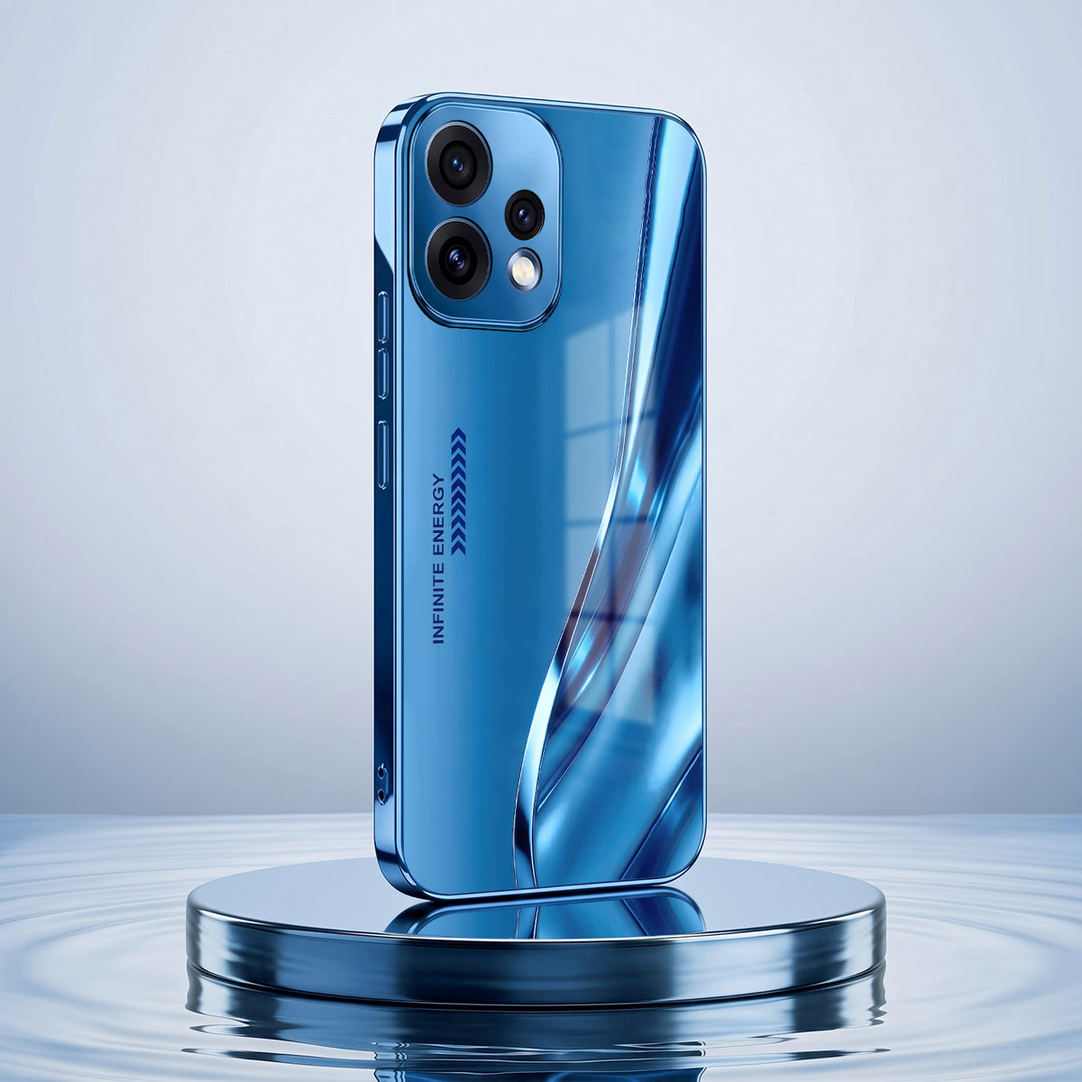 Oppo Reno 15 5G Luxury Infinity Energy Blue Electroplated Glass Phone Back Case