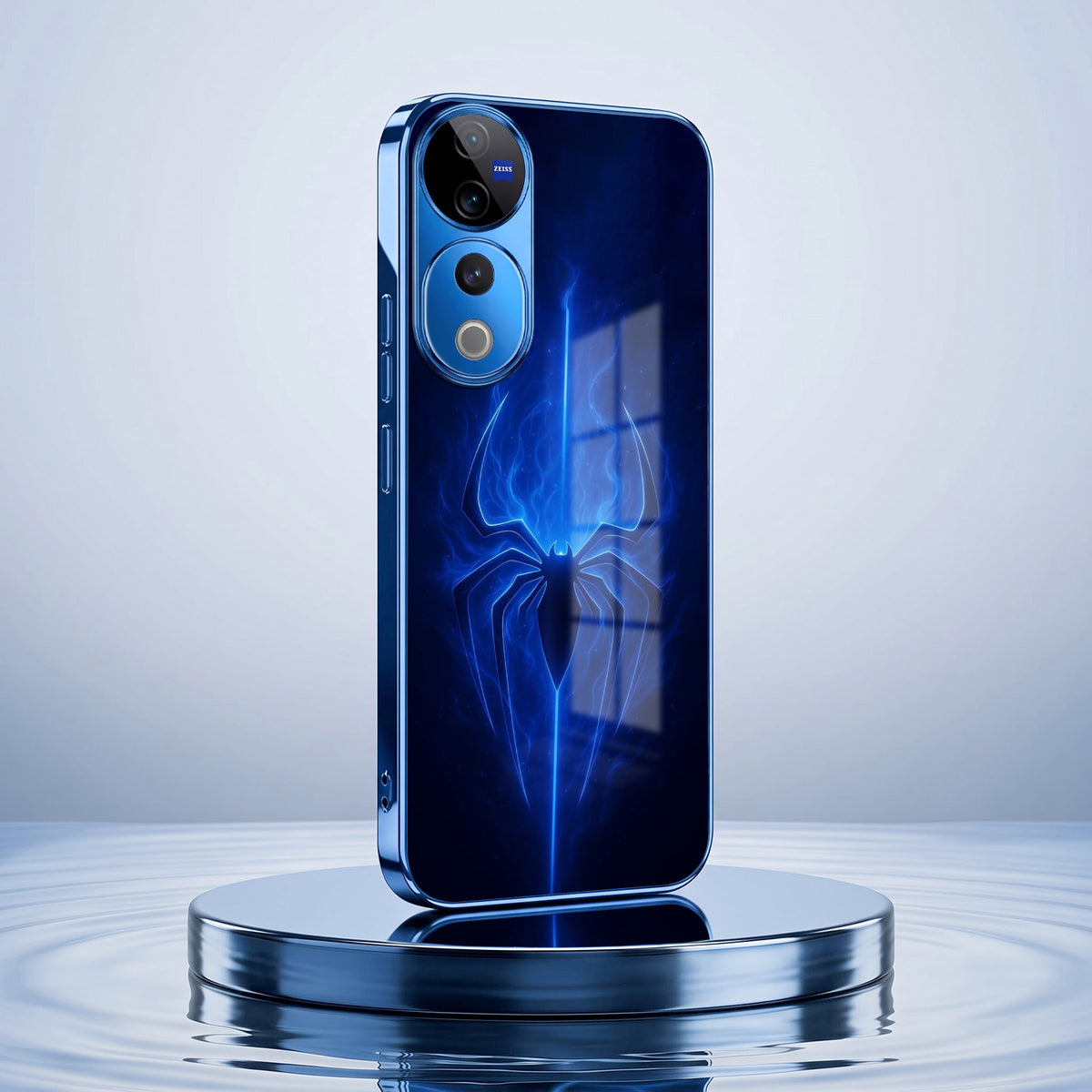 Vivo V40 Pro 5G Neon Spider Blue Electroplated Glass Phone Back Case