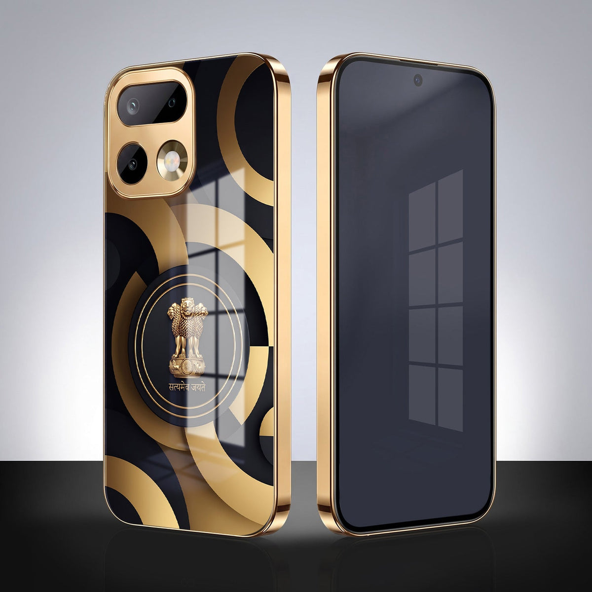 Realme 16 Pro+ 5G Royal Emblem Gold Electroplated Glass Phone Back Case