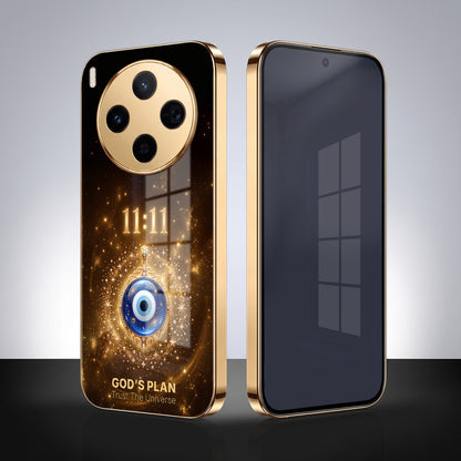 Vivo X300 5G God’s Plan Evil Eye Gold Electroplated Glass Phone Back Case