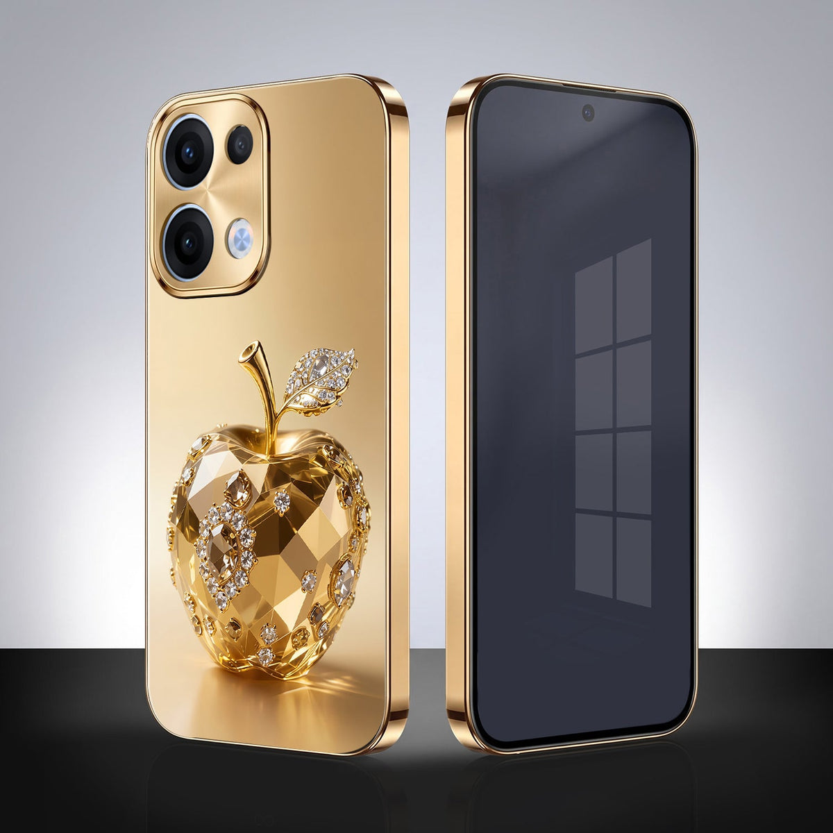 Oppo Reno 13 5G Golden Apple Gold Electroplated Glass Phone Back Case