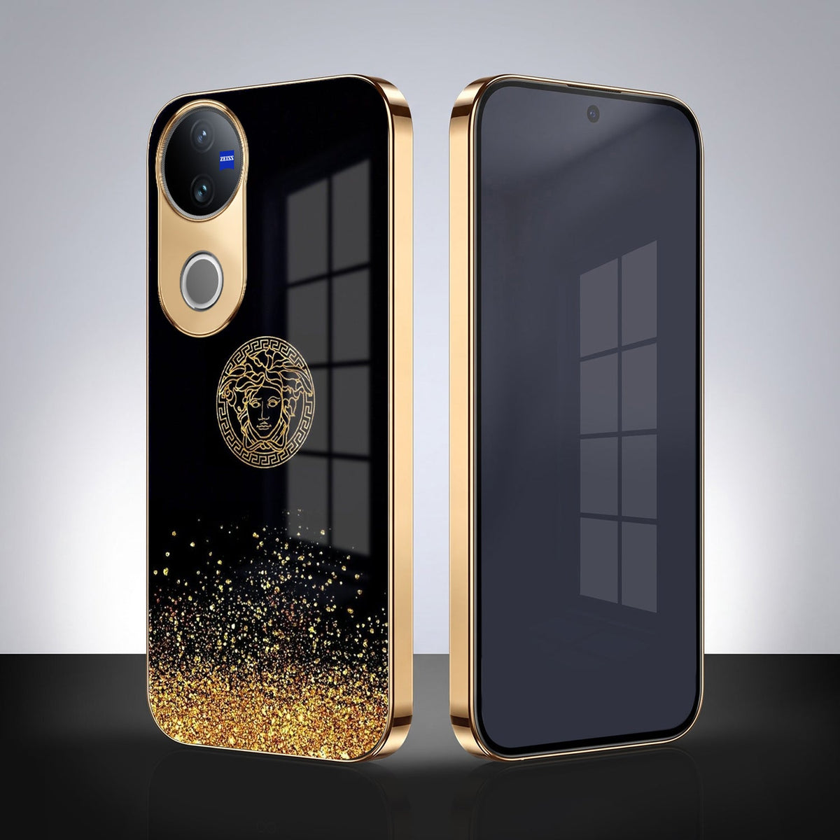 Vivo V50 5G Medusa Head Gold Electroplated Glass Phone Back Case