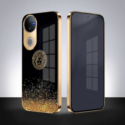 Vivo V50 5G Medusa Head Gold Electroplated Glass Phone Back Case