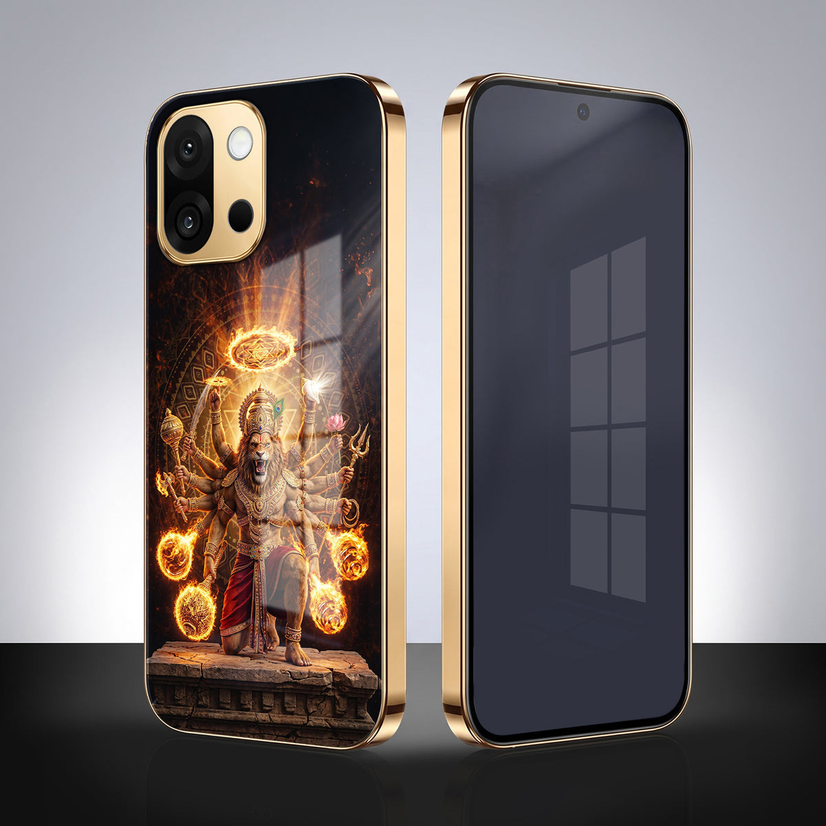 OnePlus 13s 5G Lord Narasimha Gold Electroplated Glass Phone Back Case