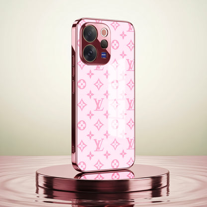 Vivo V70 5G Luxury Monogram Pink Electroplated Glass Phone Back Case