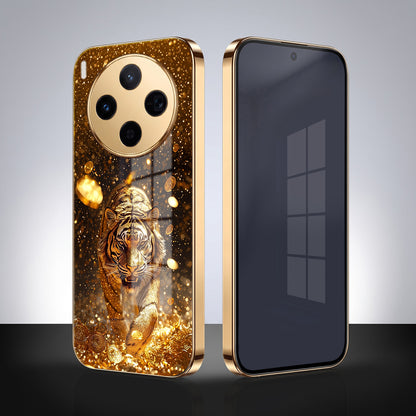 Vivo X300 5G Luxury Tiger Gold Electroplated Glass Phone Back Case