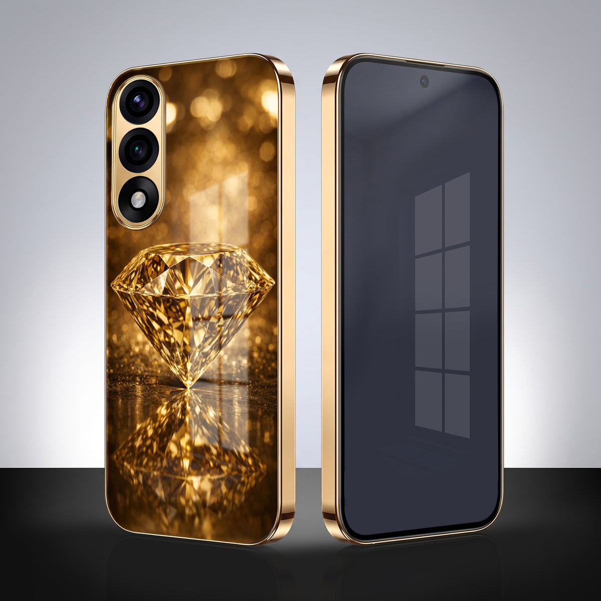 Oneplus Nord 5 5G Golden Diamond Gold Electroplated Glass Phone Back Case
