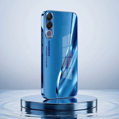Vivo V70 FE 5G Luxury Infinity Energy Blue Electroplated Glass Phone Back Case