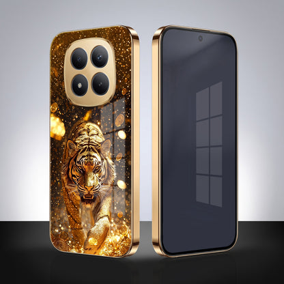 Redmi Note 15 Pro Plus 5G Luxury Tiger Gold Electroplated Glass Phone Back Case