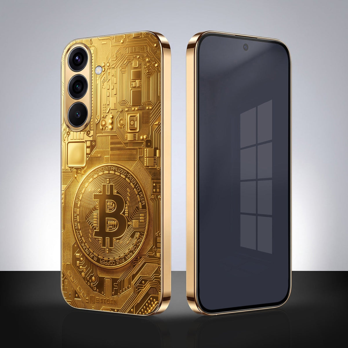 Samsung Galaxy A36 5G Bitcoin Gold Electroplated Glass Phone Back Case