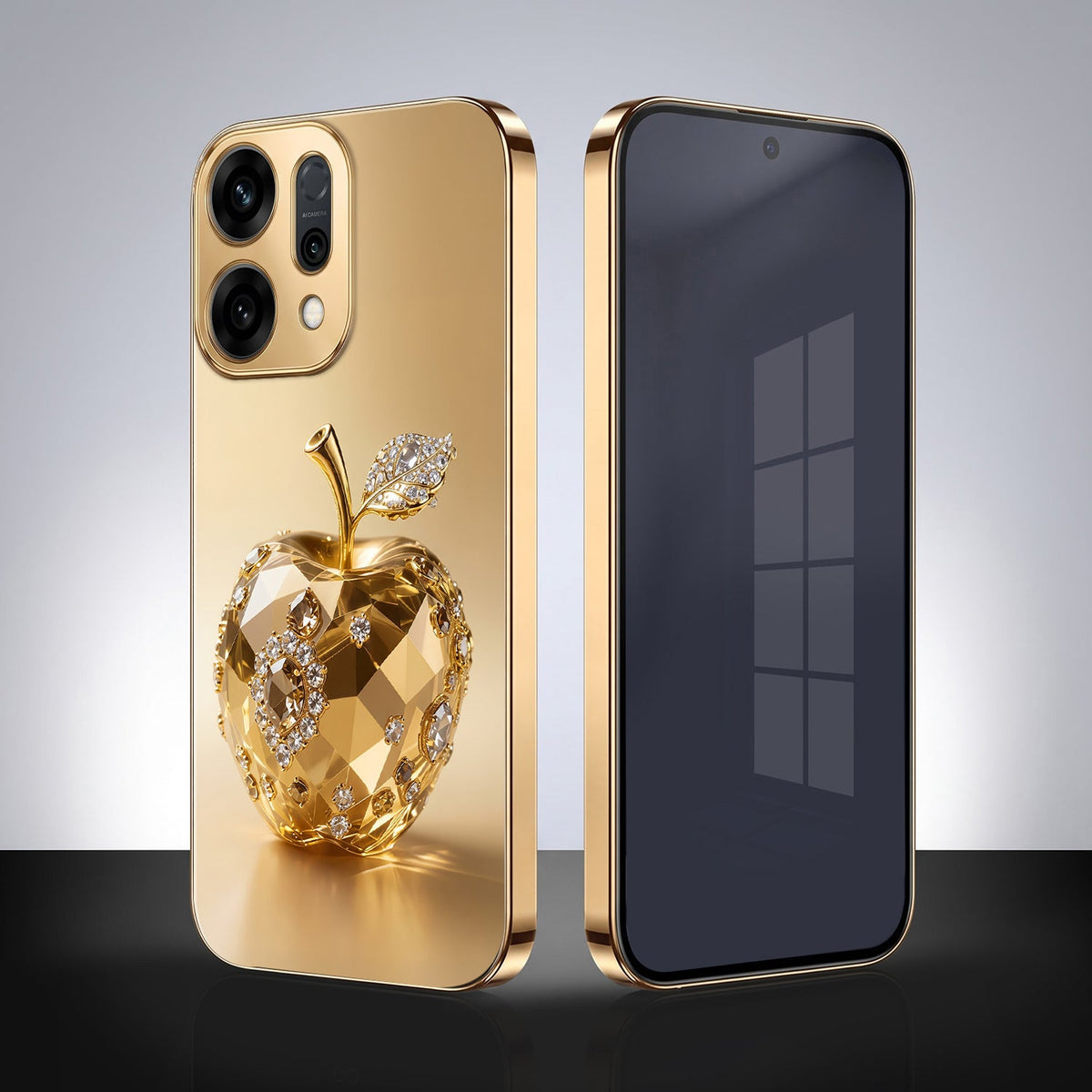 Oppo Reno 14 5G Golden Apple Gold Electroplated Glass Phone Back Case