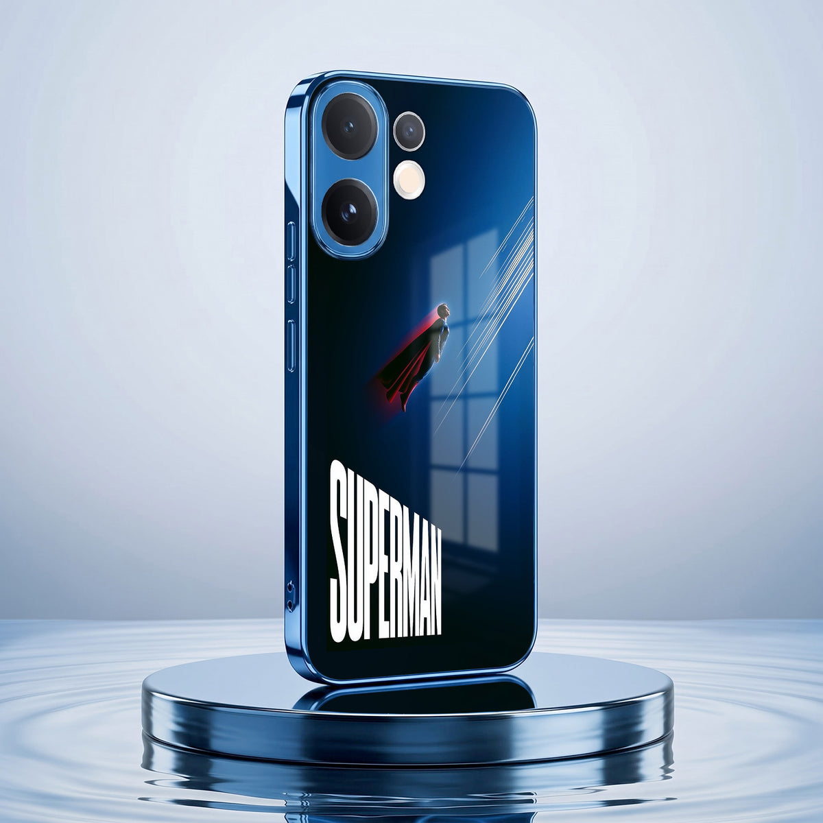 Vivo V60 5G Superman Blue Electroplated Glass Phone Back Case