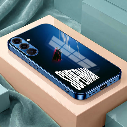 Samsung Galaxy A36 5G Superman Blue Electroplated Glass Phone Back Case