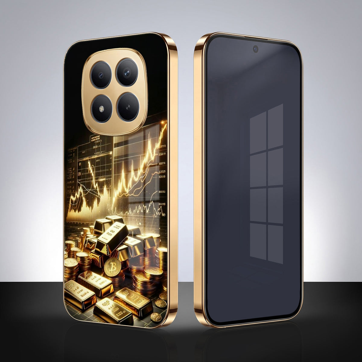 Redmi Note 15 Pro Plus 5G Luxury Wealth Trader Gold Electroplated Glass Phone Back Case