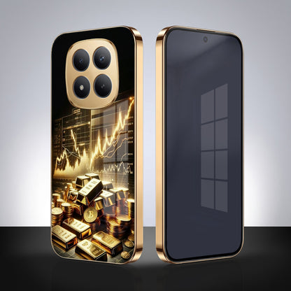 Redmi Note 15 Pro Plus 5G Luxury Wealth Trader Gold Electroplated Glass Phone Back Case