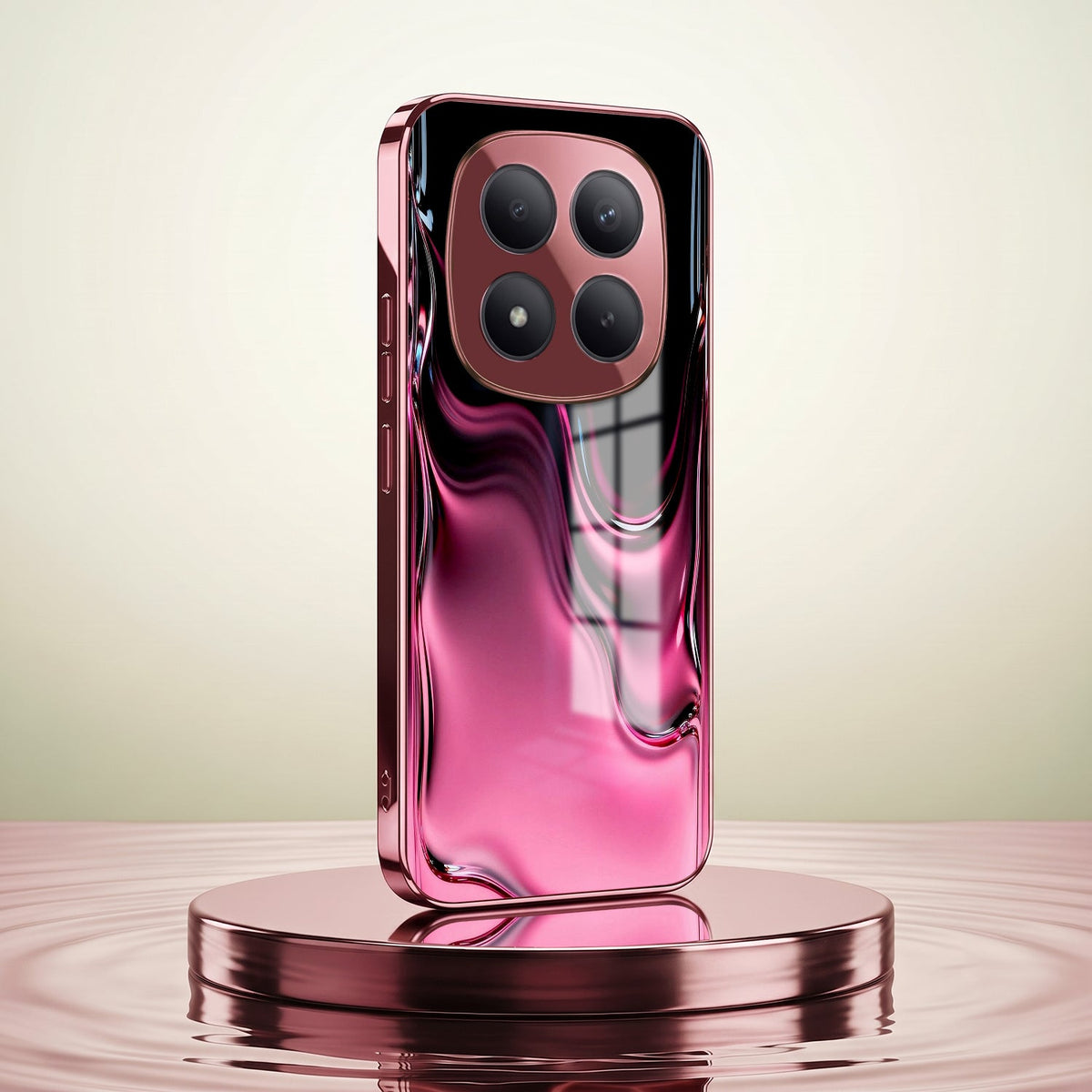 Redmi Note 15 Pro+ 5G Liquid Wave Pink Electroplated Glass Phone Back Case