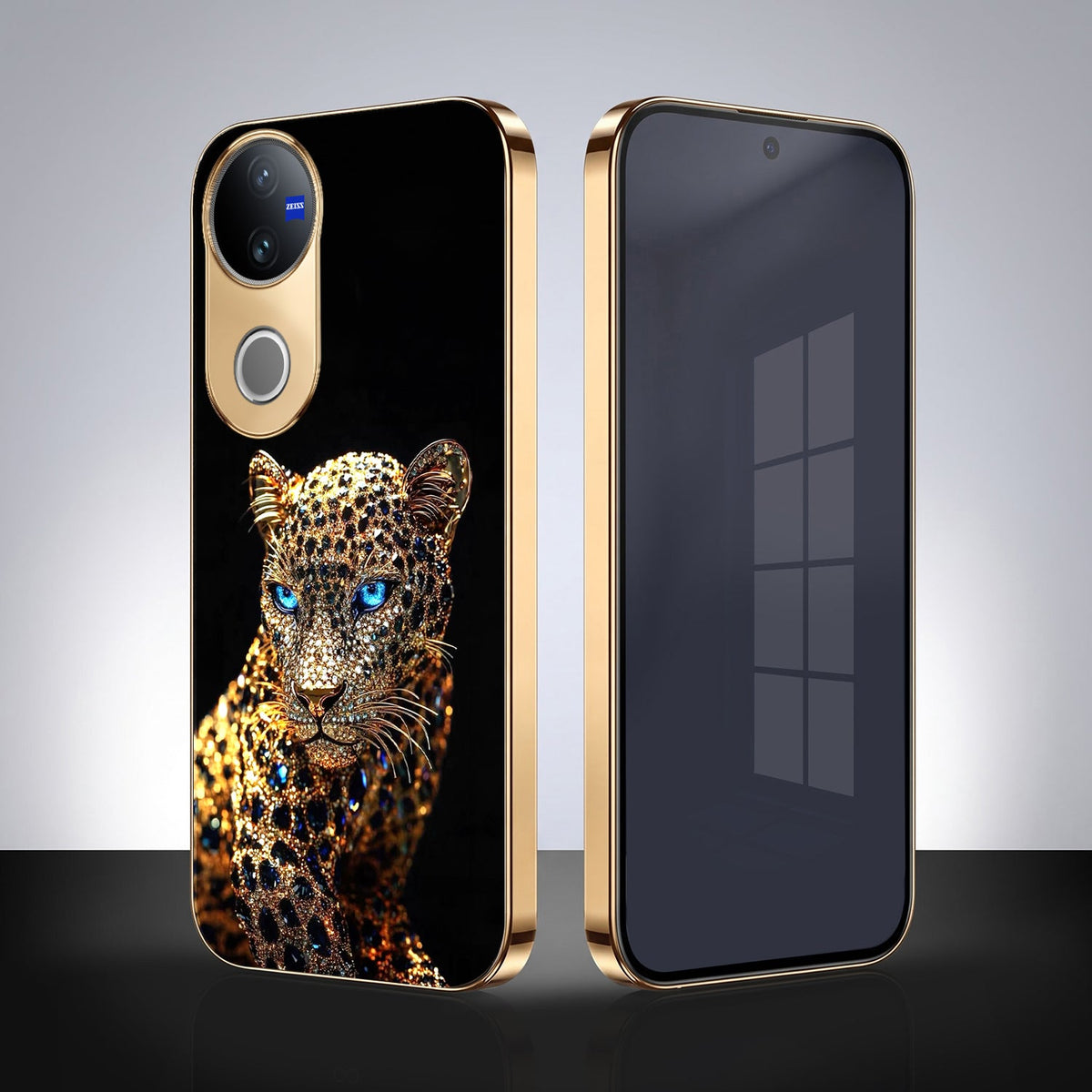 Vivo V50 5G Panther Gold Electroplated Glass Phone Back Case