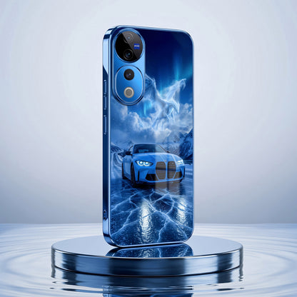 Vivo V40 Pro 5G Ice Dragon GT Blue Electroplated Glass Phone Back Case