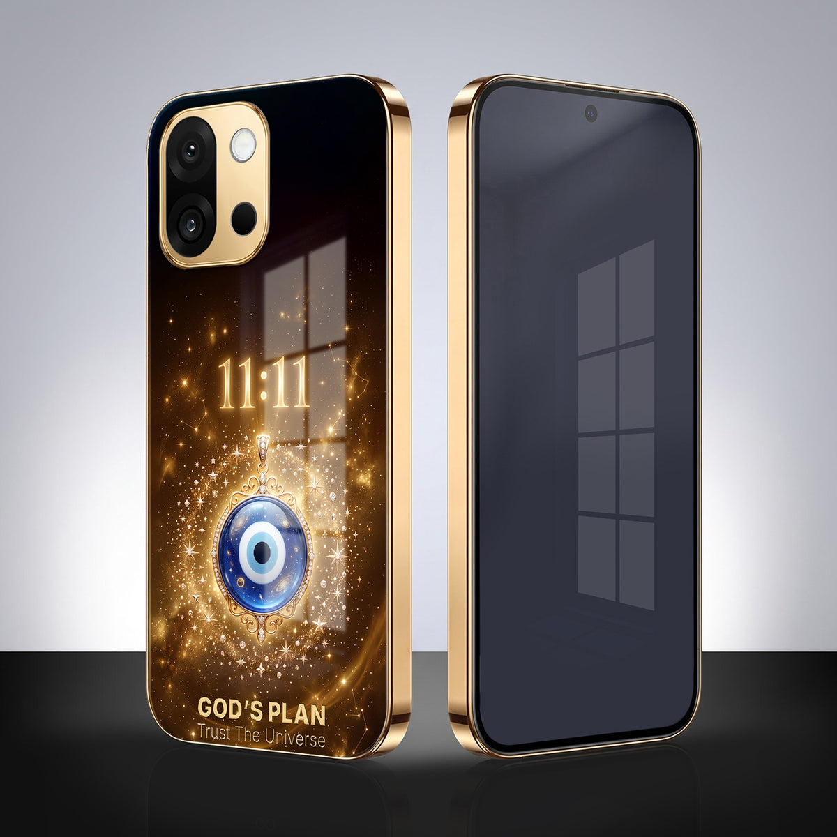 OnePlus 13s 5G God’s Plan Evil Eye Gold Electroplated Glass Phone Back Case