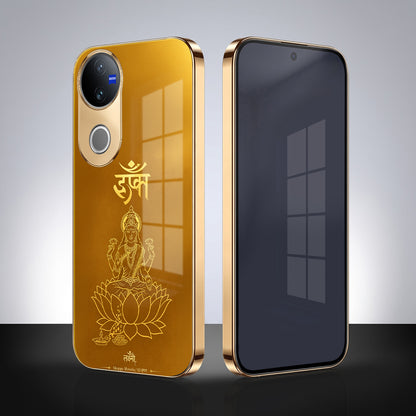 Vivo V50 5G Shree Lakshmi Divine Gold Electroplated Glass Phone Back Case