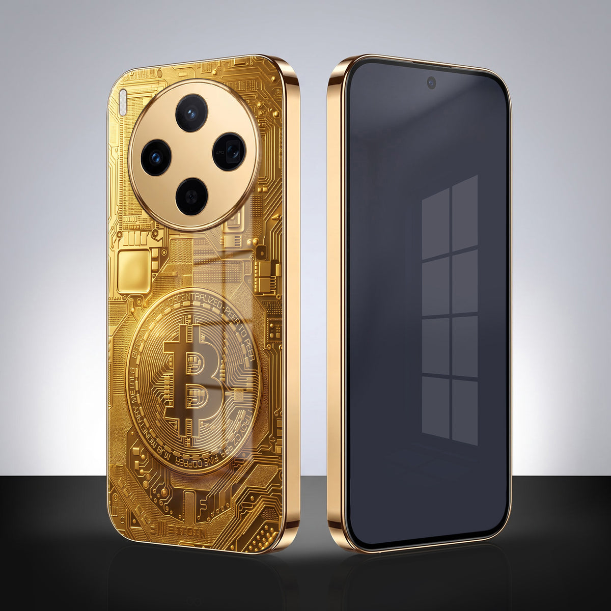 Vivo X300 5G Bitcoin Gold Electroplated Glass Phone Back Case