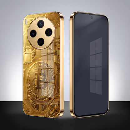 Vivo X300 5G Bitcoin Gold Electroplated Glass Phone Back Case