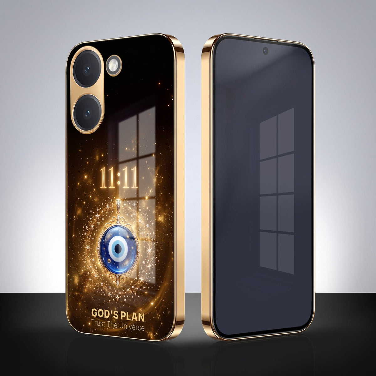 Poco X8 Pro 5G God’s Plan Evil Eye Gold Electroplated Glass Phone Back Case