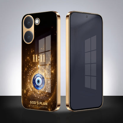 Poco X8 Pro 5G God’s Plan Evil Eye Gold Electroplated Glass Phone Back Case