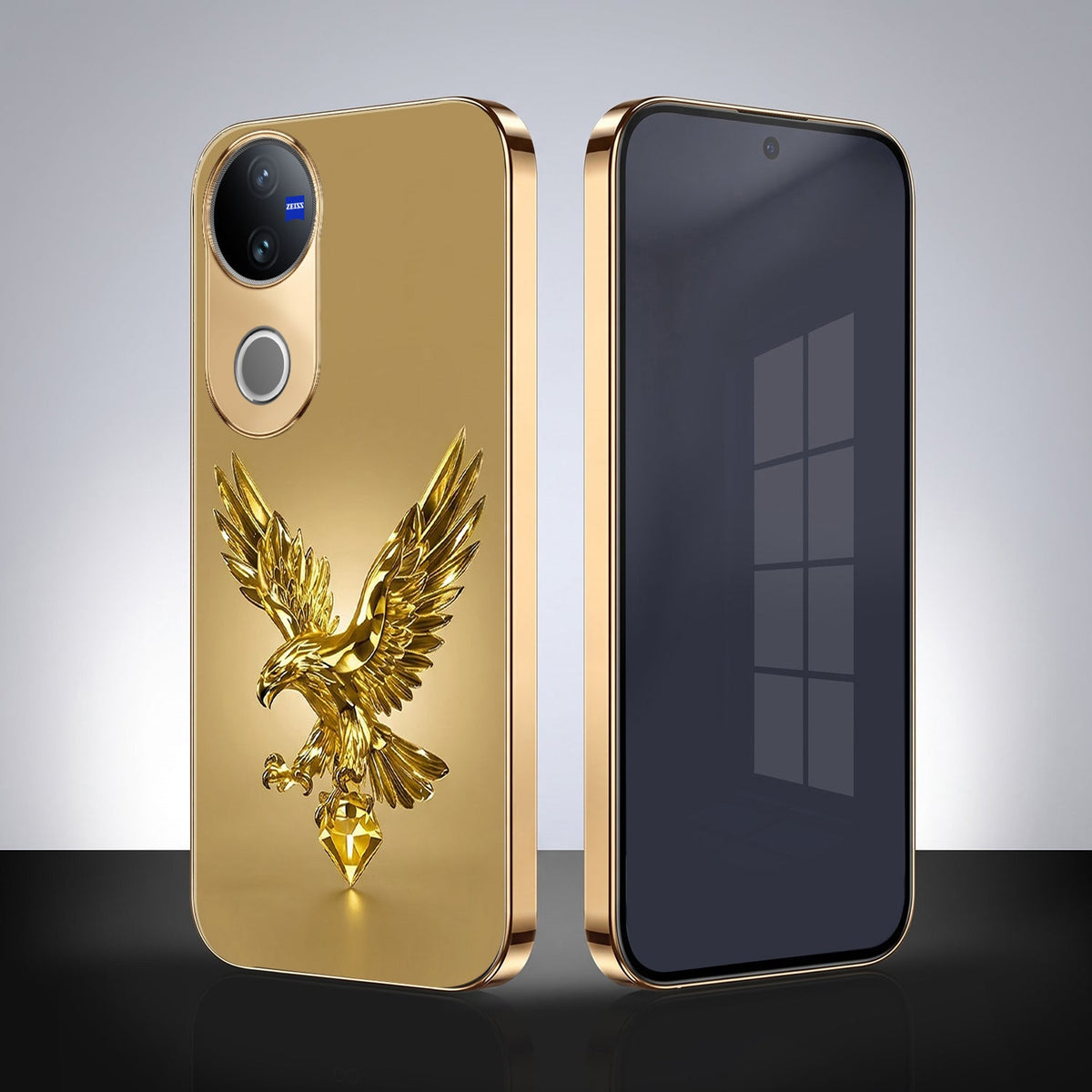 Vivo V50 5G Golden Eagle Gold Electroplated Glass Phone Back Case