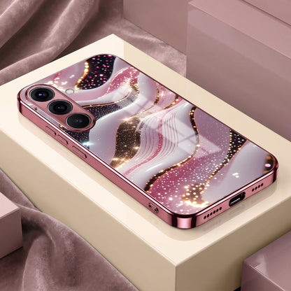 Samsung Galaxy A36 5G Midnight Pearl Wave Pink Electroplated Glass Phone Back Case