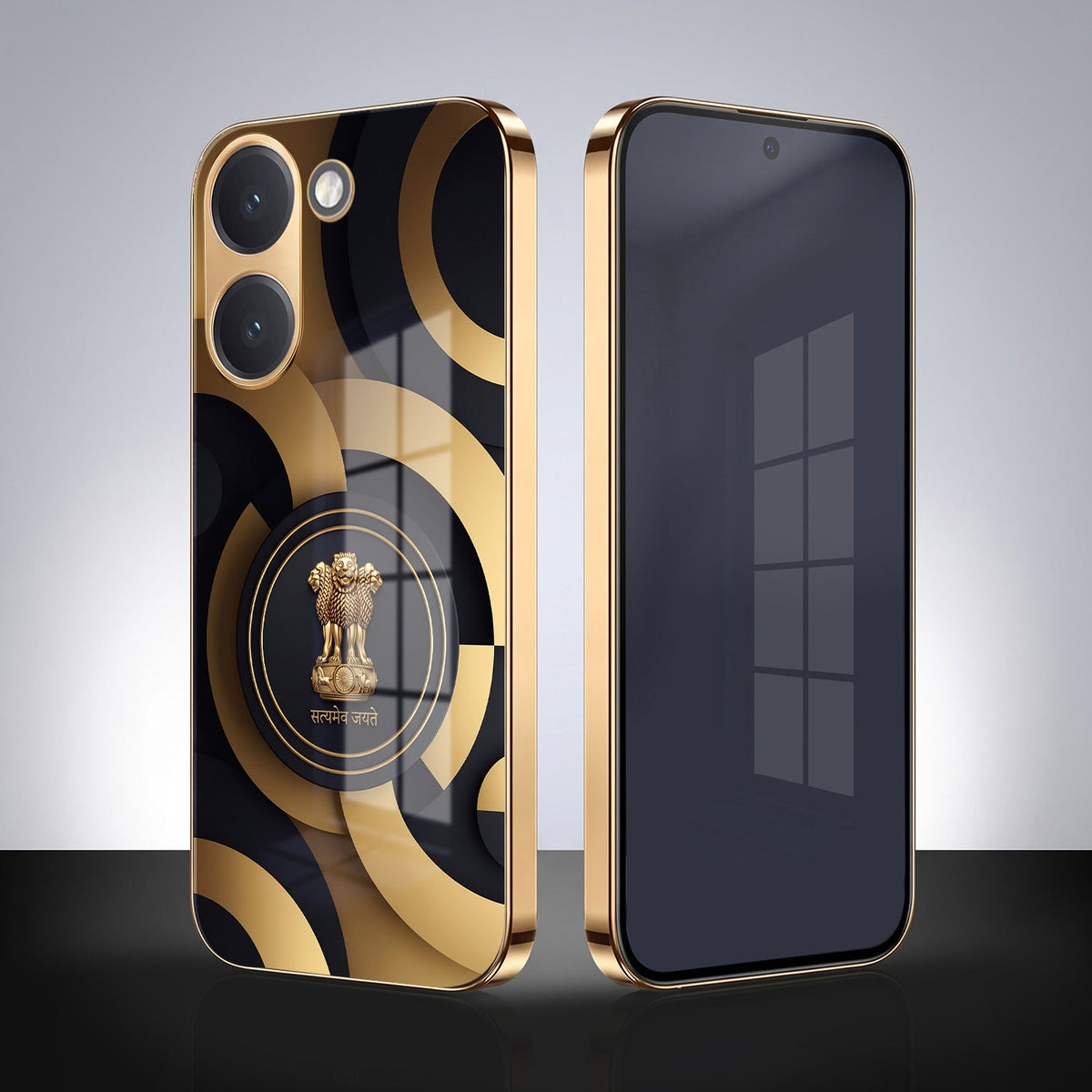 Poco X8 Pro 5G Royal Emblem Gold Electroplated Glass Phone Back Case