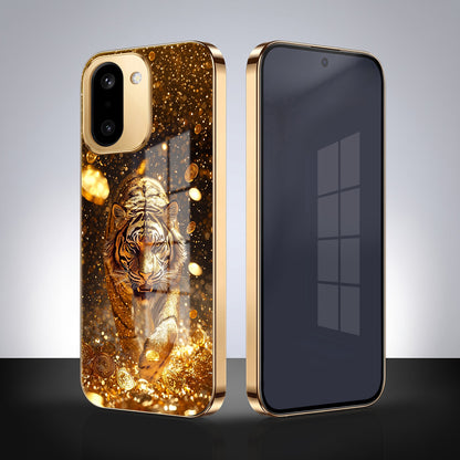 OnePlus 15R 5G Luxury Tiger Gold Electroplated Glass Phone Back Case