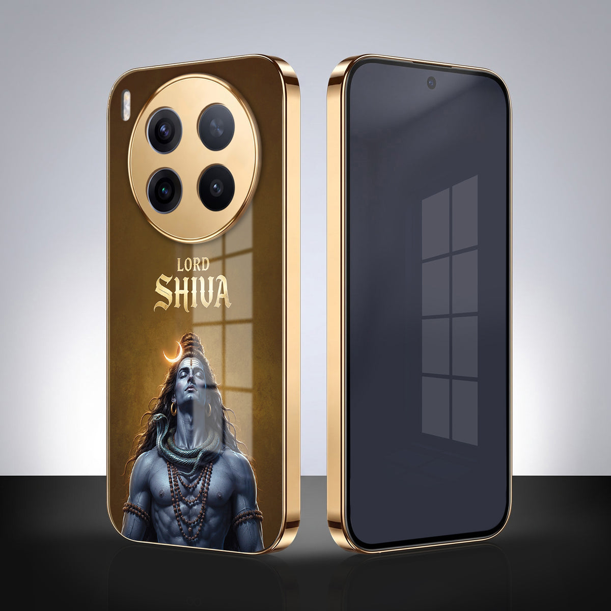 Vivo X300 Pro 5G Lord Shiva Gold Electroplated Glass Phone Back Case