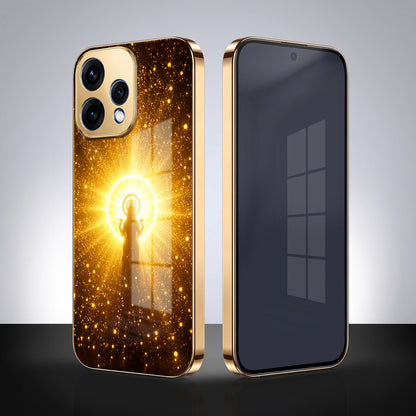 Oppo Reno 15 5G Lakshmi Sacred Gold Electroplated Glass Phone Back Case