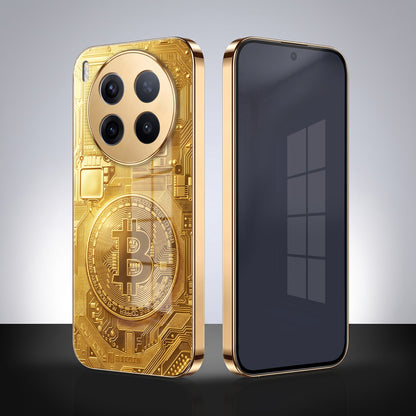Vivo X300 Pro 5G Bitcoin Gold Electroplated Glass Phone Back Case