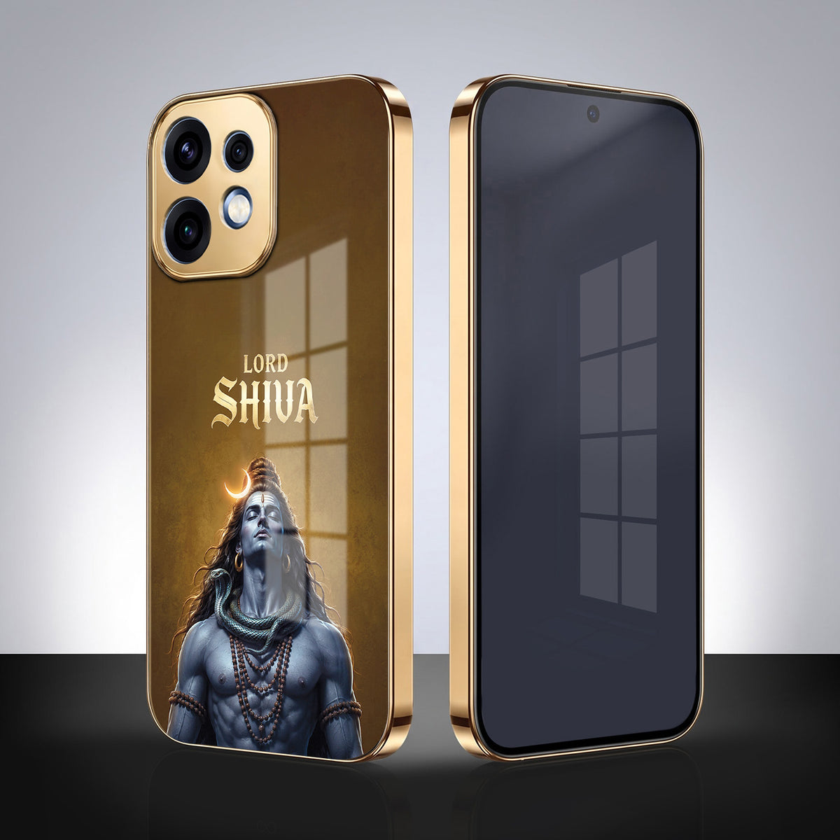 Oppo Reno 16 5G Lord Shiva Gold Electroplated Glass Phone Back Case