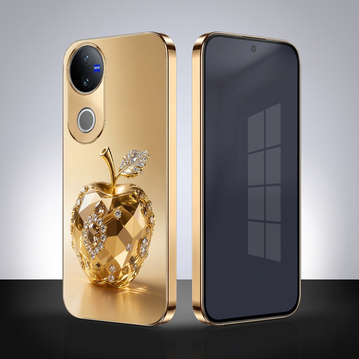 Vivo V50 5G Golden Apple Gold Electroplated Glass Phone Back Case
