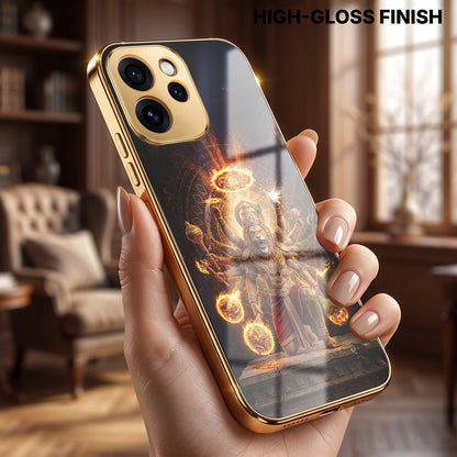 Oppo Reno 15 Pro Mini 5G Lord Narasimha Gold Electroplated Glass Phone Back Case