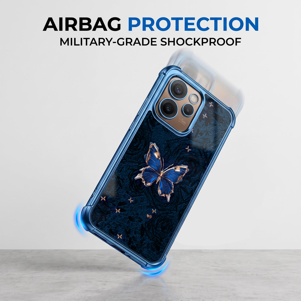 Oppo Reno 15 Pro Mini 5G Premium Golden Butterfly Airbags Printed Back Case