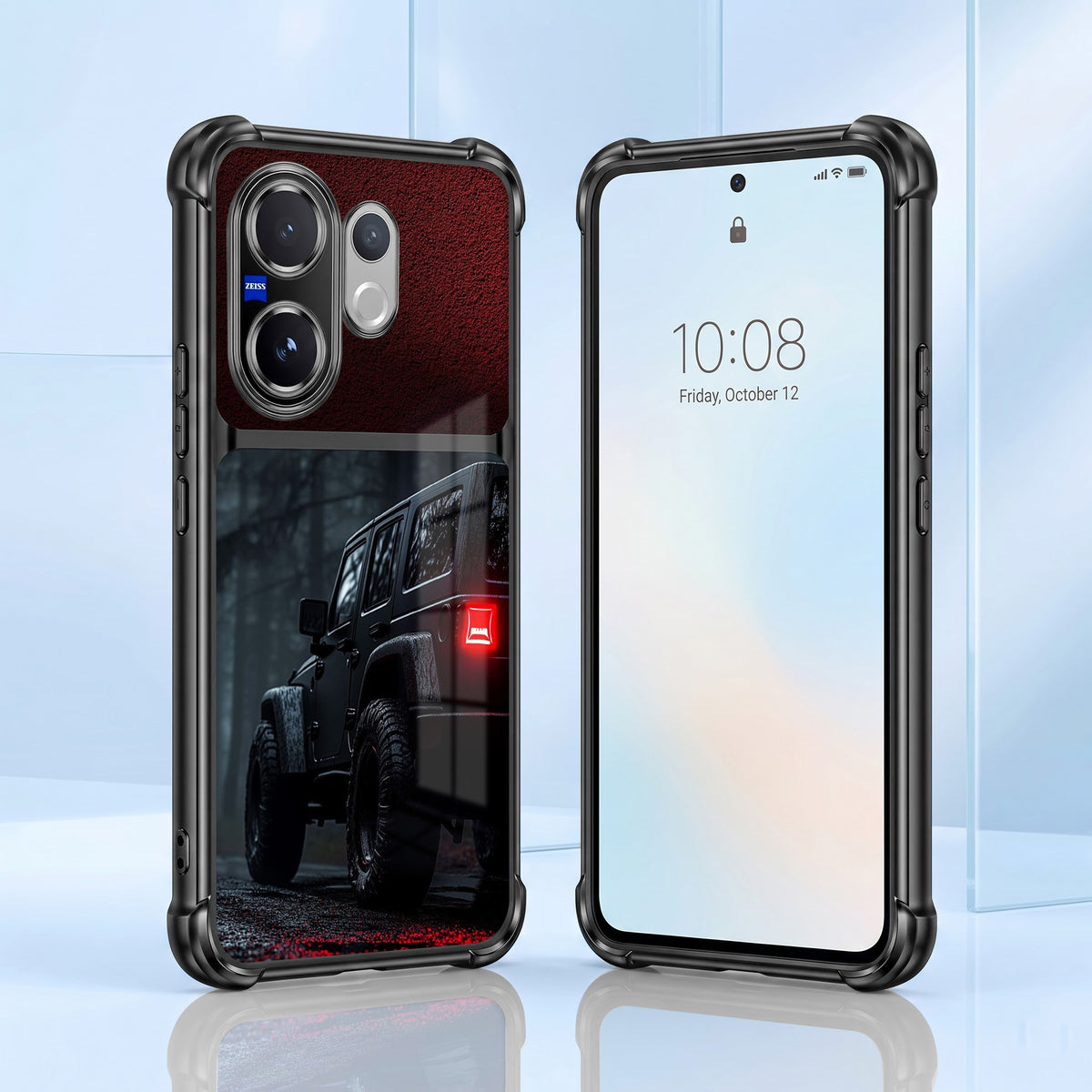 Vivo V60 5G Black Beast 4x4 Dual-Tone Transparent Black Airbags Case
