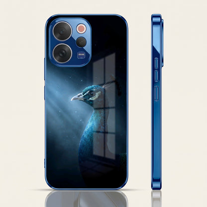 Vivo V70 5G Royal Peacock Blue Electroplated Glass Phone Back Case