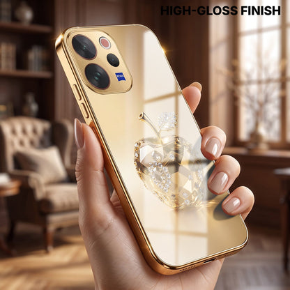 Vivo V70 5G Golden Apple Gold Electroplated Glass Phone Back Case