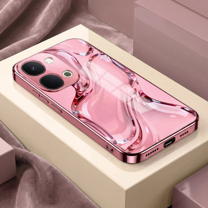 Vivo T5x 5G Crystal Wave Energy Pink Electroplated Glass Phone Back Case