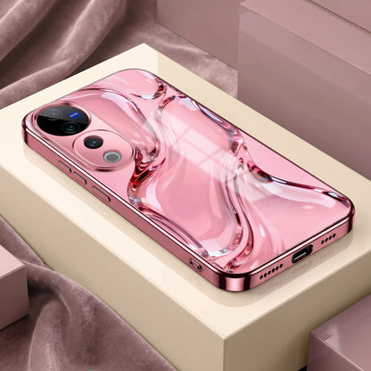 Vivo V40 Pro 5G Crystal Wave Energy Pink Electroplated Glass Phone Back Case